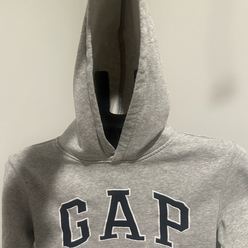 GAP Heather Gray Hoodie with Navy Logo